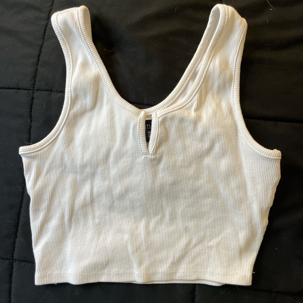 White Ribbed Tank Top